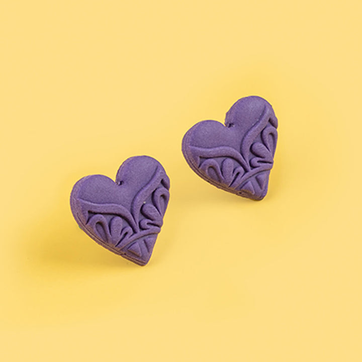 Handmade Clay Heartline Stud Earrings