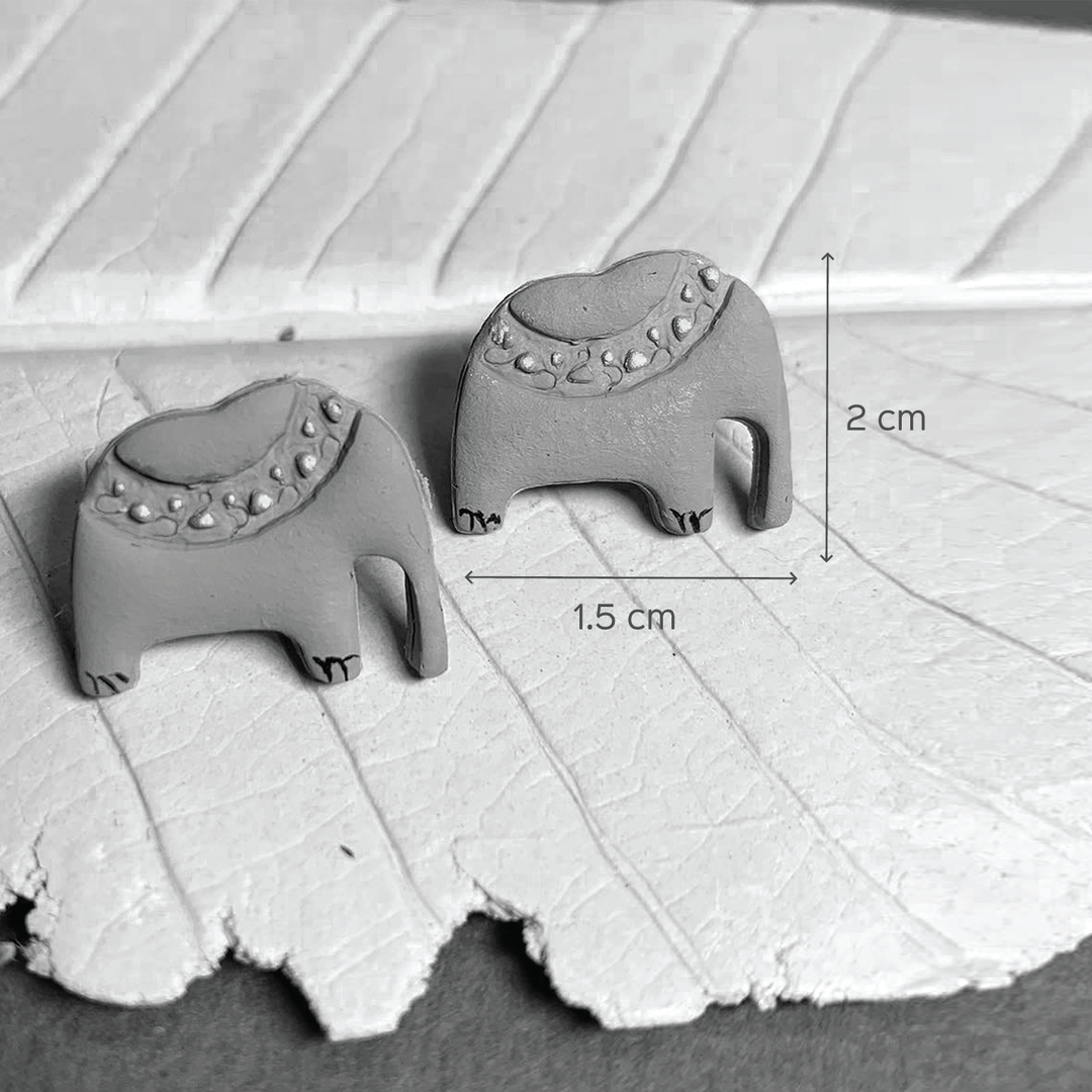 Handmade Clay Elephant Stud Earrings