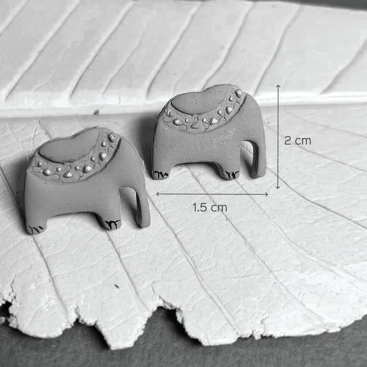 Handmade Clay Elephant Stud Earrings