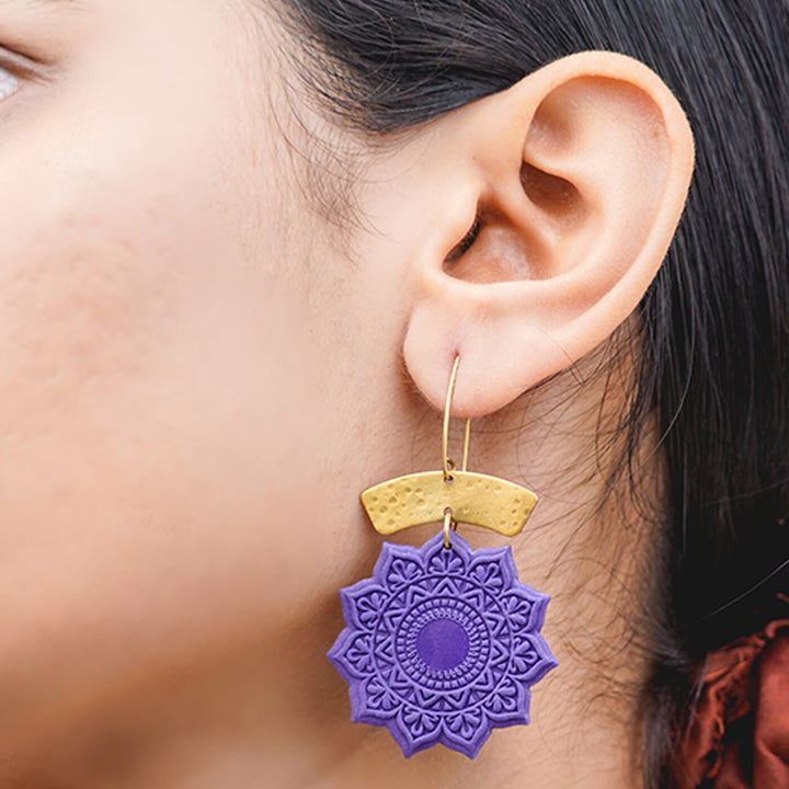 Handmade Clay Mandala Dangler Earrings