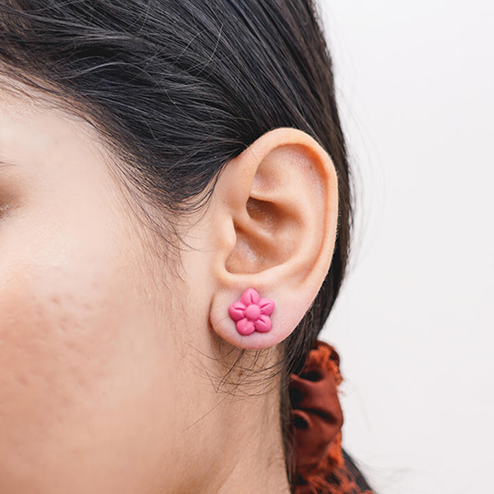 Handmade Clay Little Flower Stud Earrings