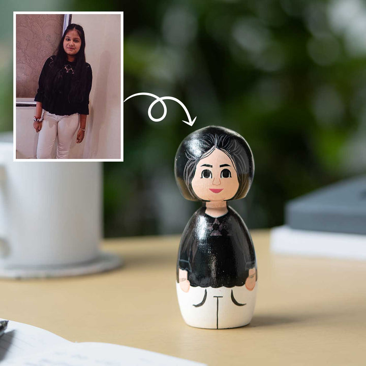 Photo Personalized Wooden Peggy Cartoon Doll