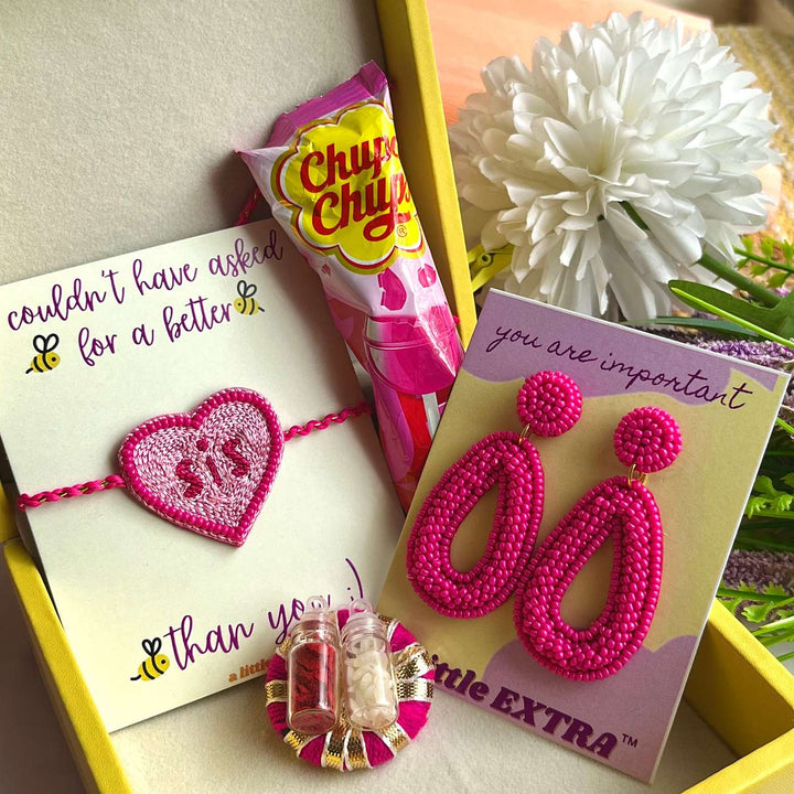Handmade Beaded Chupa Chups Rakhi Hamper For Sisters Set Of 3 - Multiple Rakhi Designs with Packaging