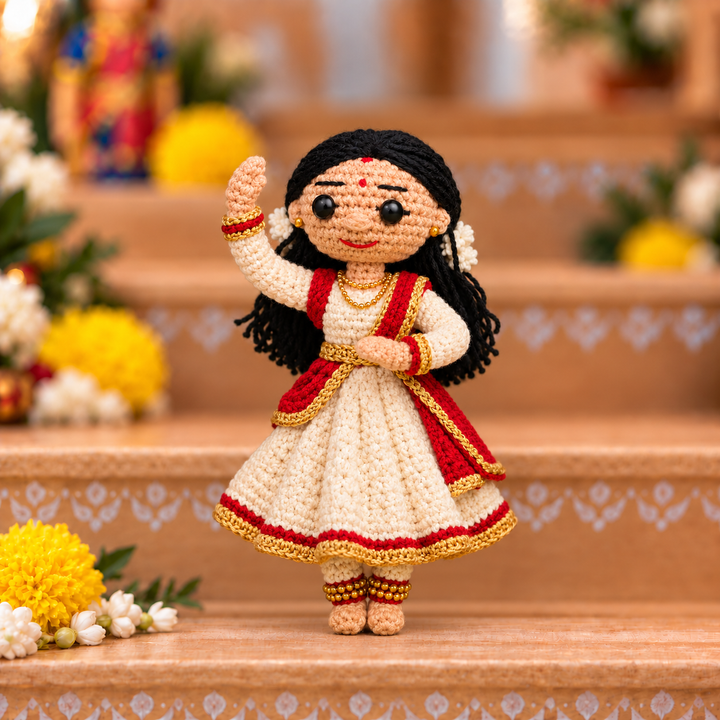 "Kathak" Themed Crochet Doll For Golu/Festive Decor