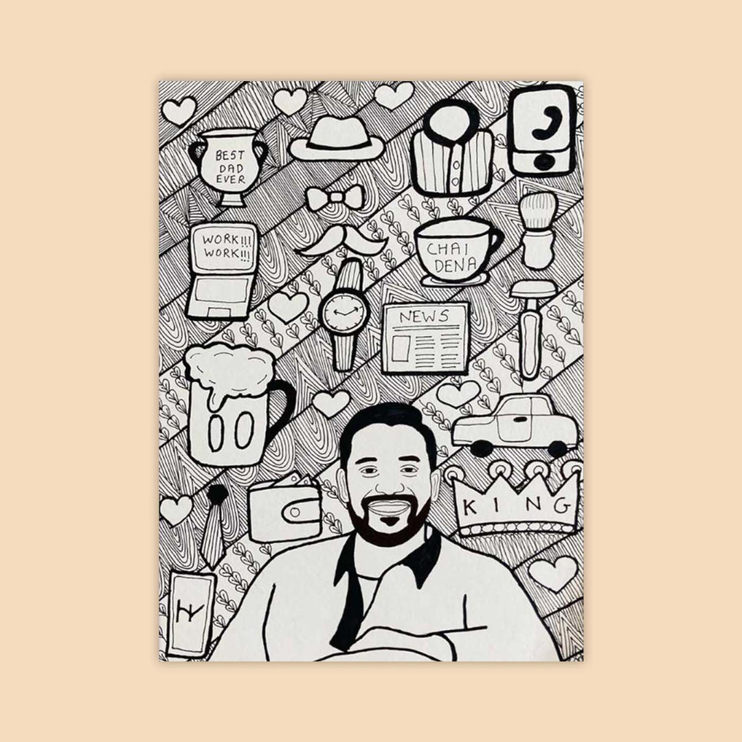 Photo Personalized Doodle Art Father Black & White Decorative Plaque