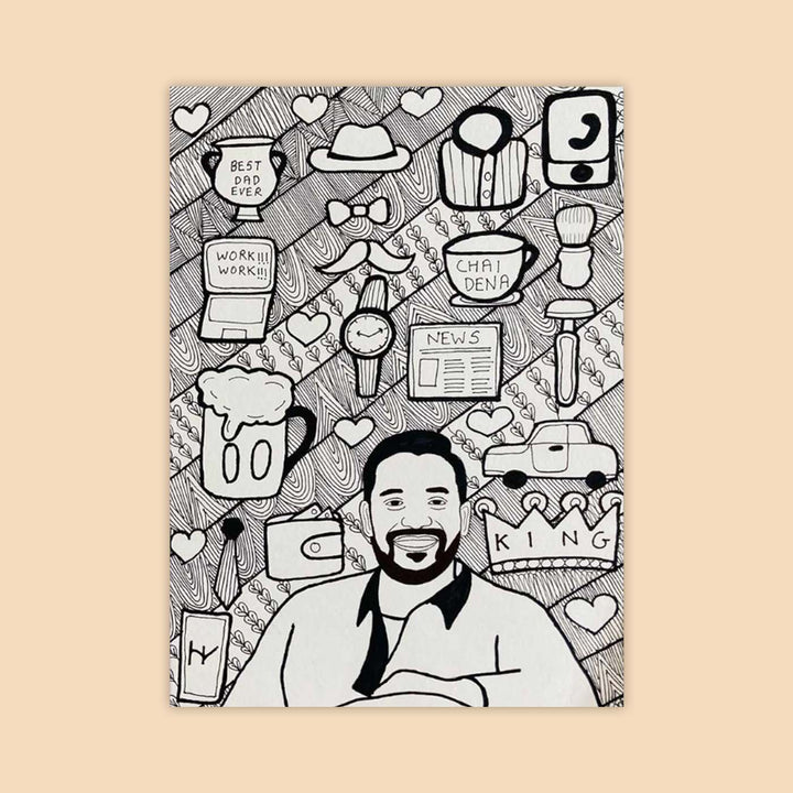 Photo Personalized Doodle Art Father Black & White Decorative Plaque