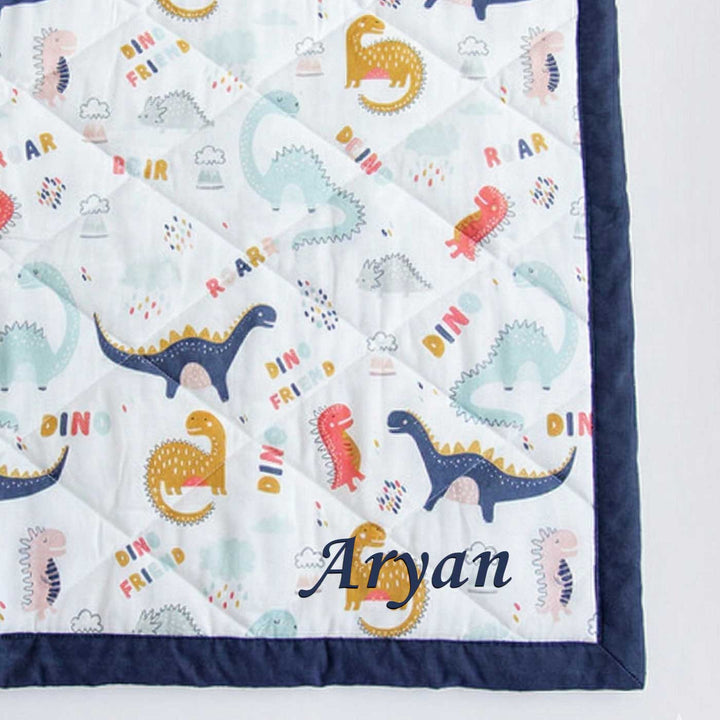 Personalized Dino Friend Kids Quilt | 0-4 Years