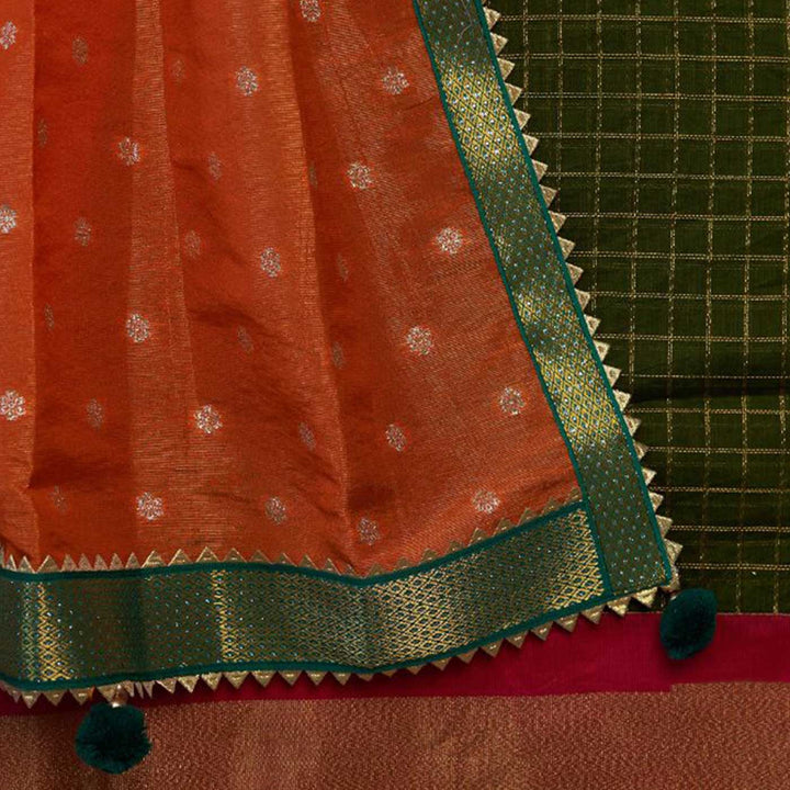 Traditional Pleated Gudi Vastra For Gudhi Padwa