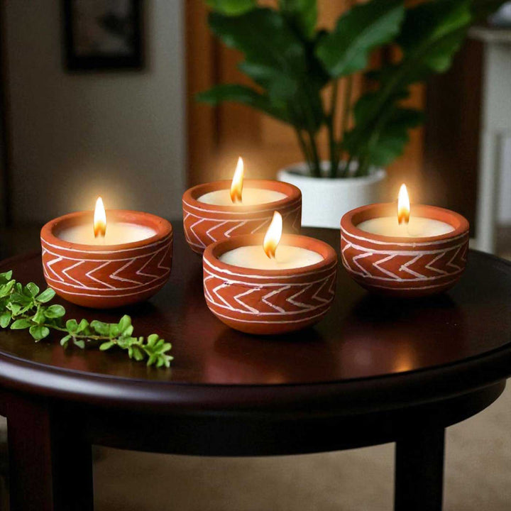 Customized Hand-Painted Arrows Terracotta Soy Wax Candle