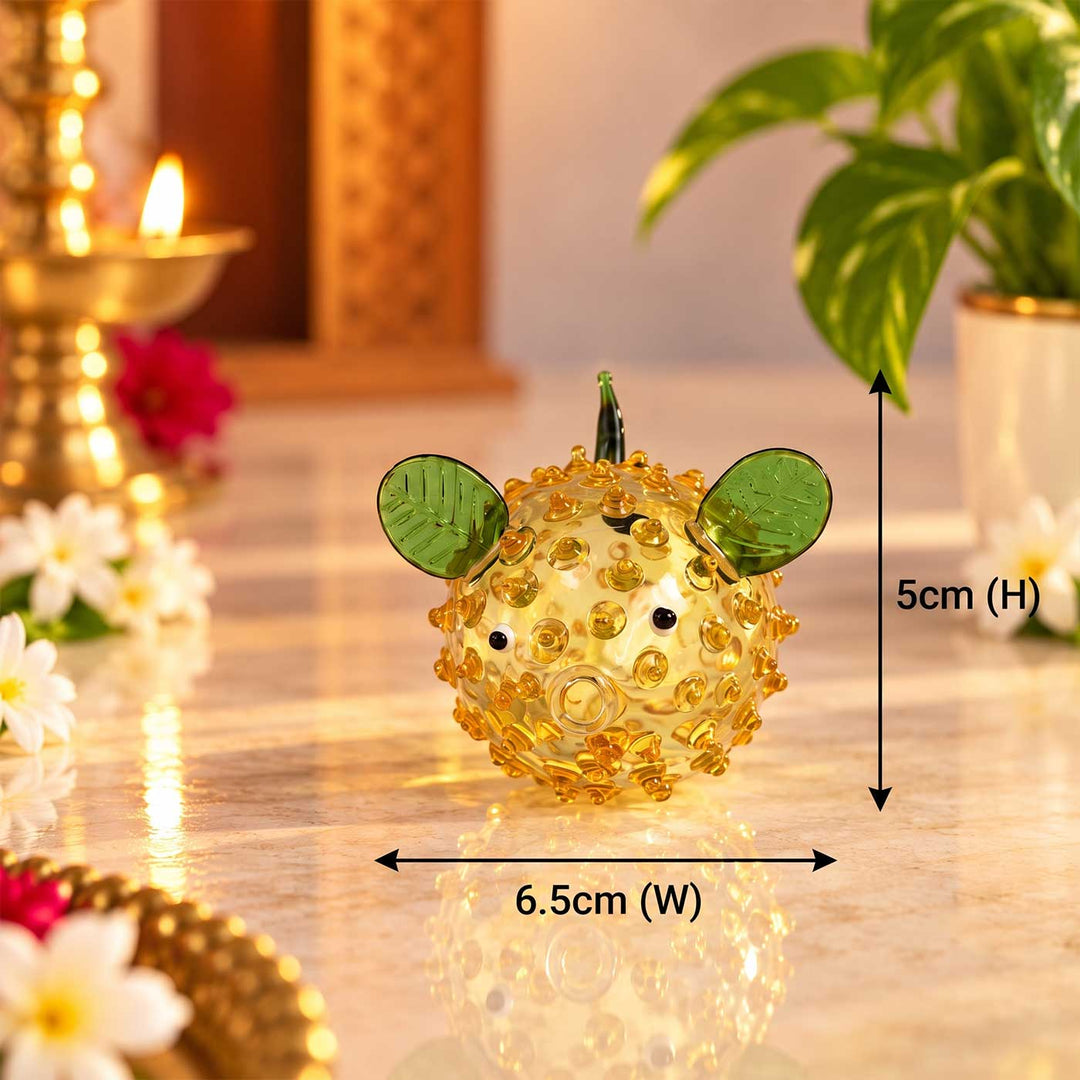 Handmade Blown Glass Pufferfish Miniature Figurine For Decor