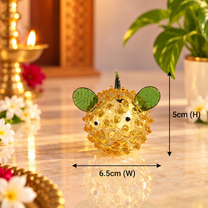 Handmade Blown Glass Pufferfish Miniature Figurine For Decor