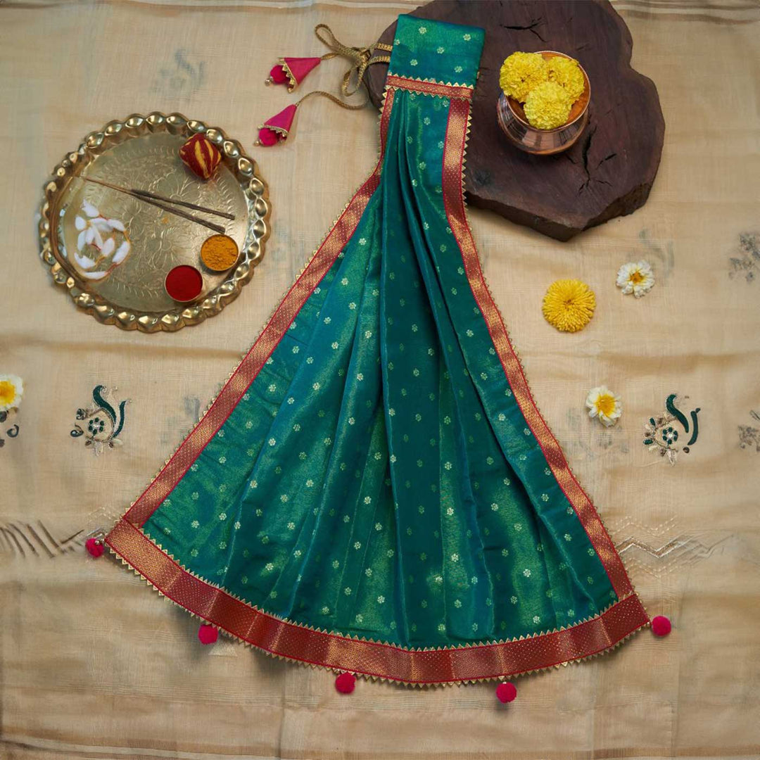 Traditional Pleated Gudi Vastra For Gudhi Padwa