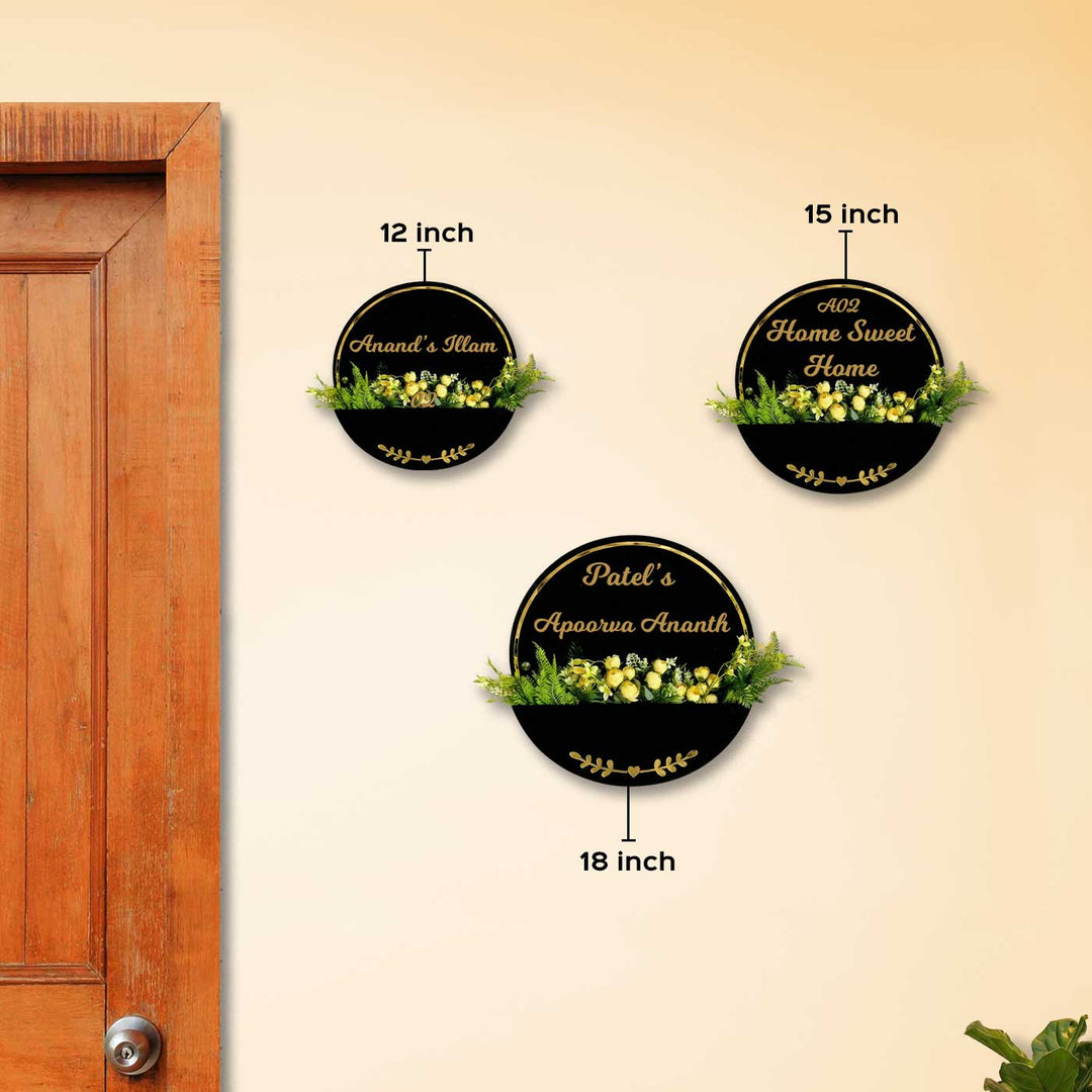 Black And Gold Acrylic Personalized Handmade Planter Name Plate With Backlight