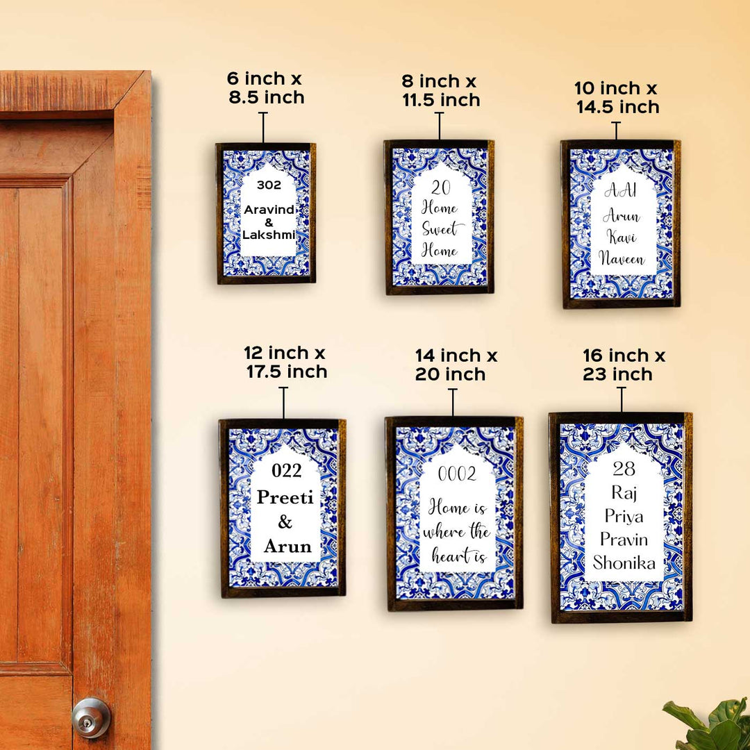 Majestic Blue And Yellow Vintage Personalized Resin Wooden Frame Name Plate