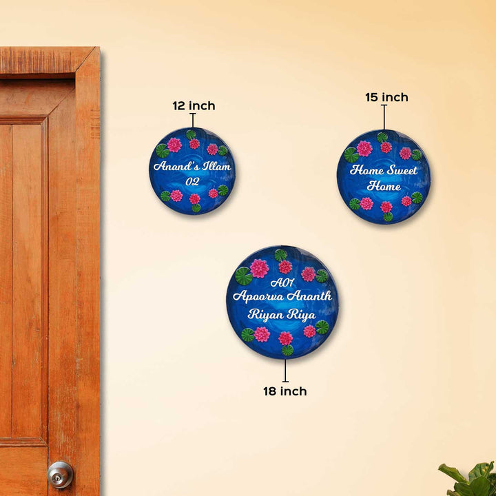 Blue Resin Lotus Pond Handmade Personalized Name Plate