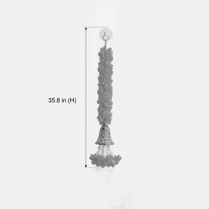 Handcrafted Small Yellow Artificial Flowers Door Hangings With Tassel Bells