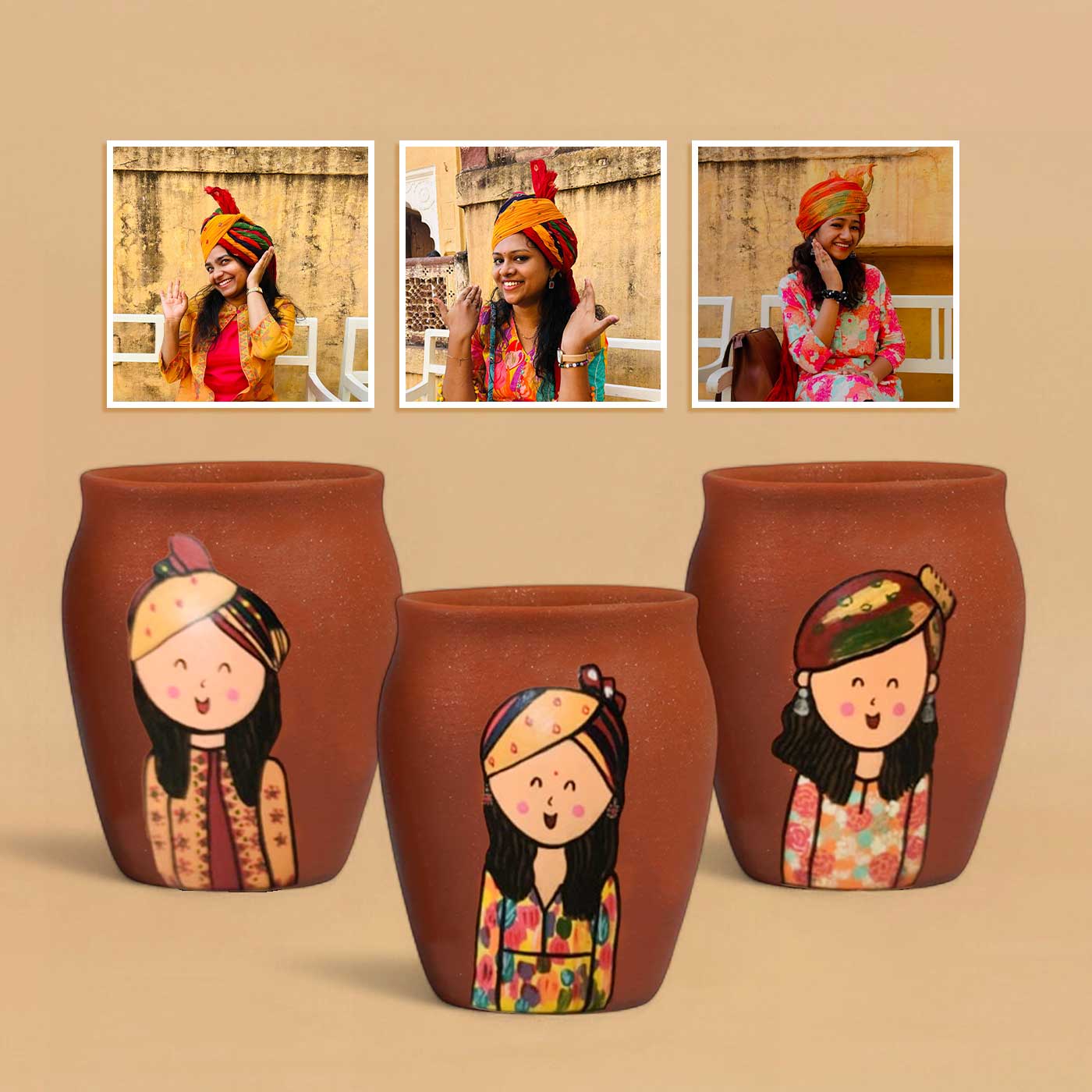Buy Personalised Terracotta Kulhads with Photo Based Caricatures Online ...