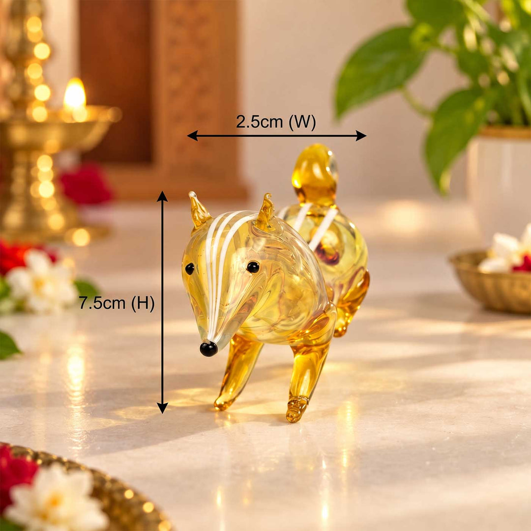 Handmade Blown Glass Squirrel Miniature Figurine For Decor