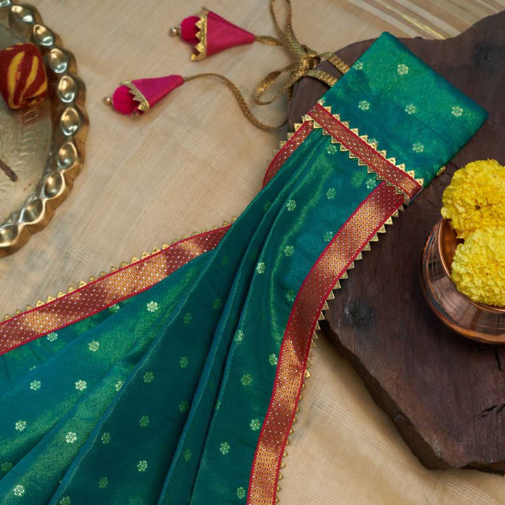 Traditional Pleated Gudi Vastra For Gudhi Padwa