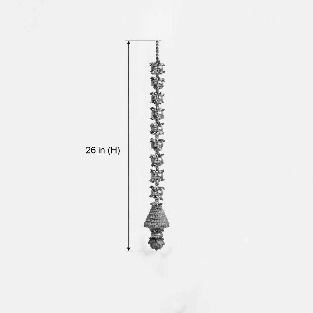 Handcrafted Maroon Cylindrical Tassels Door Hangings With Mirror, Bells And Gold Bead Detailing