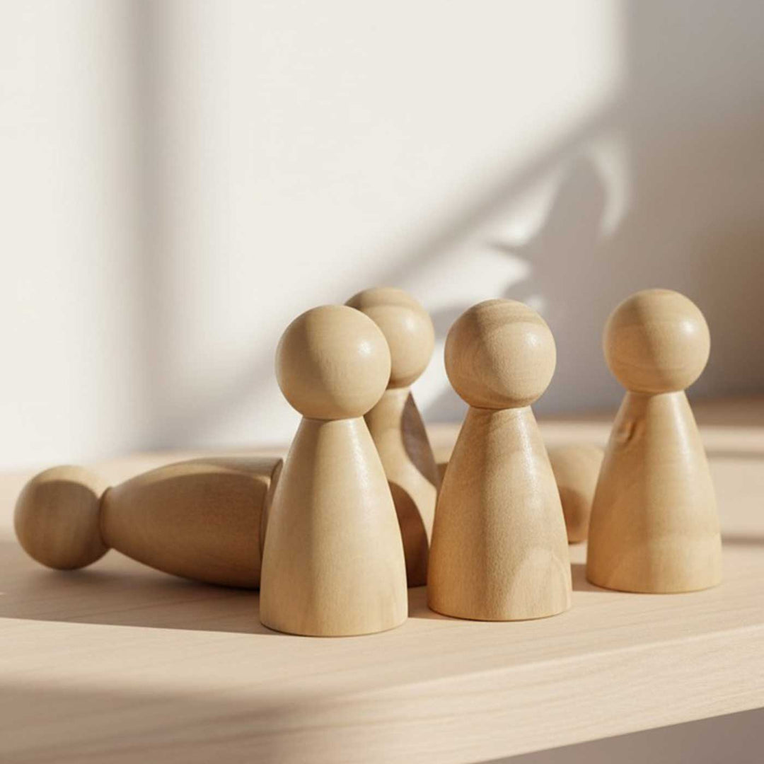 Wooden Peg Dolls Set | Handmade Etikopakka Creative Play Toy | 3–8 Years