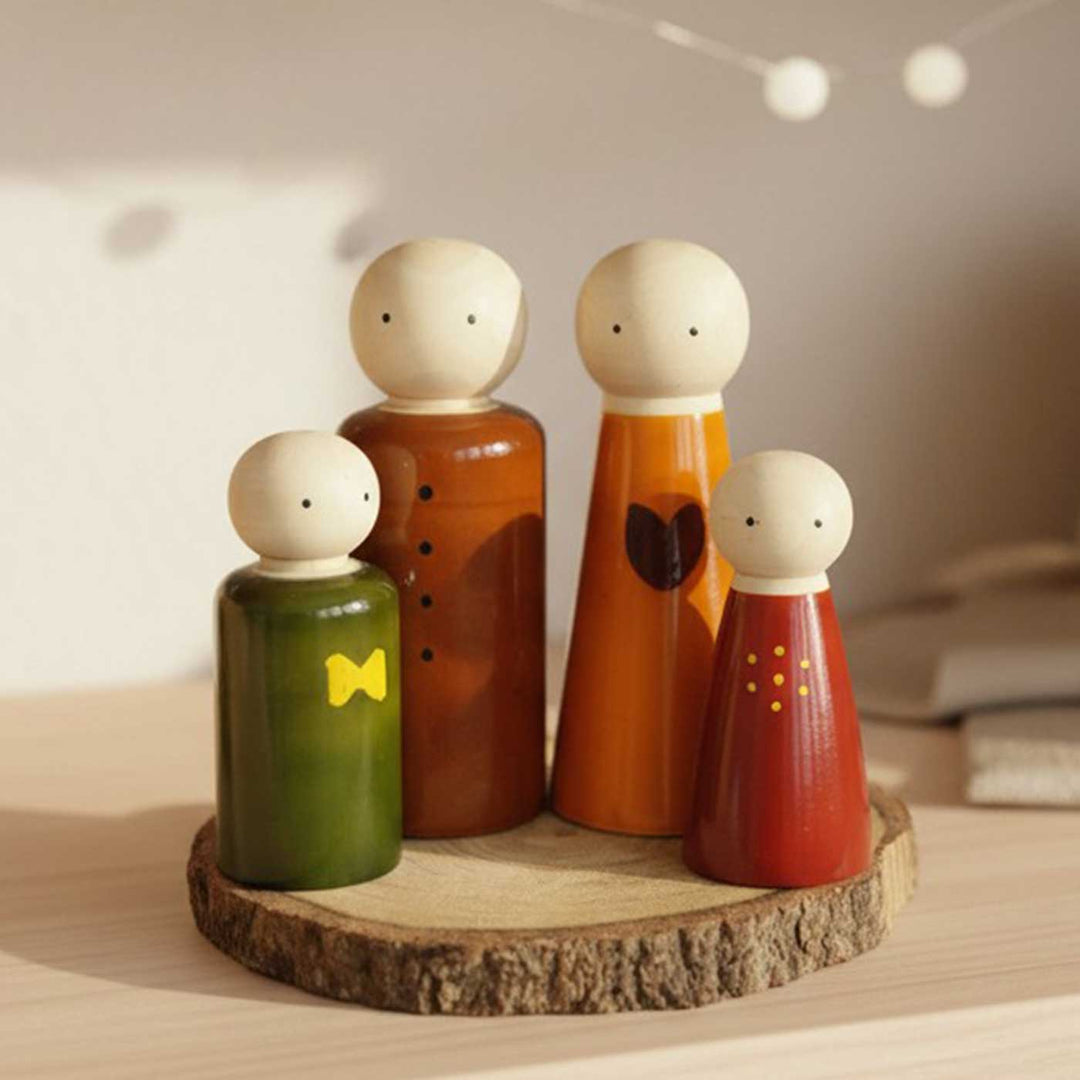 Wooden Family Doll Set | Handmade Etikopakka Pretend Play Toy | 2+ Years