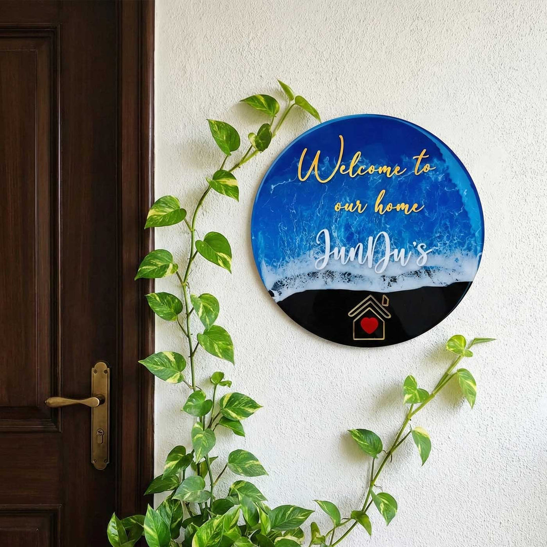 Personalized Round Beach Theme Resin Name Plate