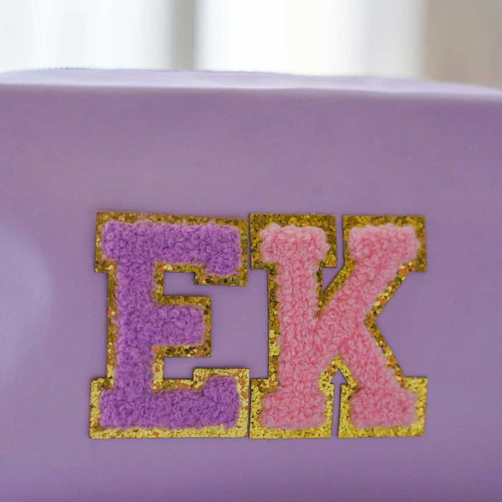 Personalized Faux Leather Utility Pouch With Initial & Pom-Pom Charm