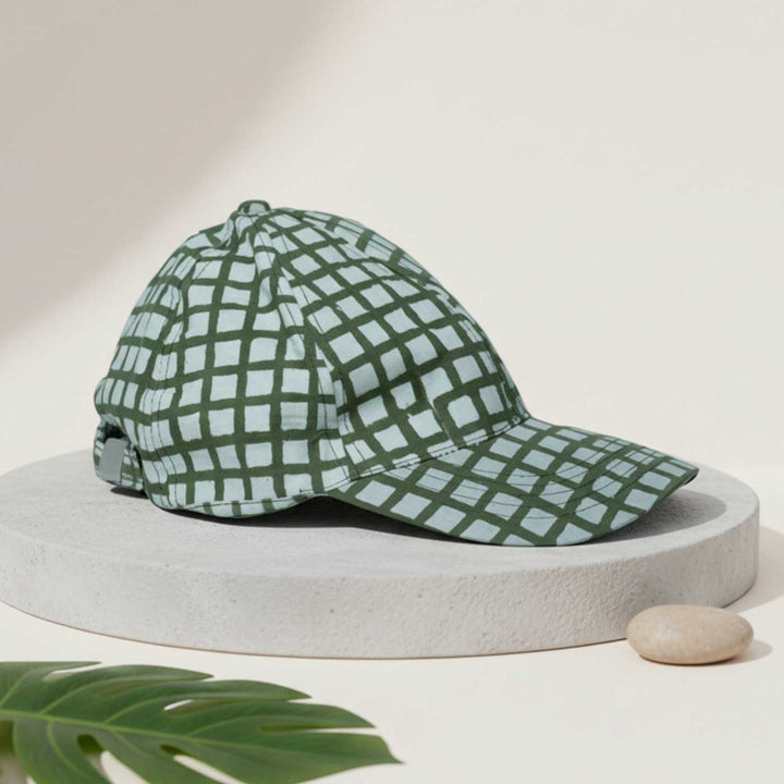 Hand Block Printed Mint Green Cap
