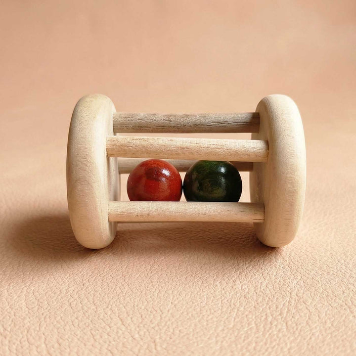 Wooden Mini Rolling Rattle | Handmade Etikopakka Sensory Toy | 0–2 Years