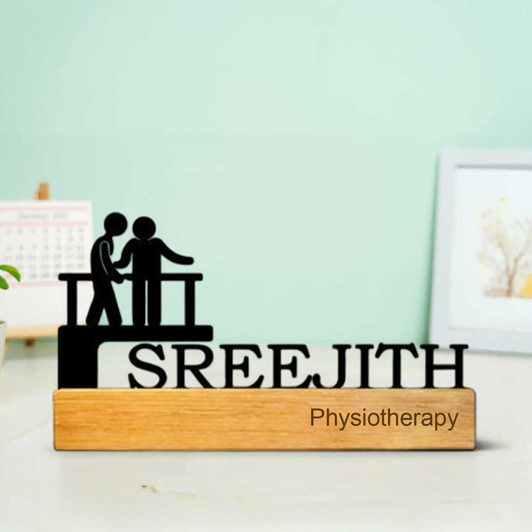 Personalized Minimal Desk Name Plate for Physiotherapy