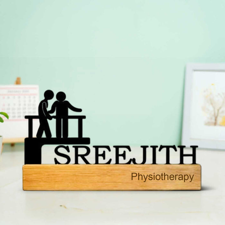 Personalized Minimal Desk Name Plate for Physiotherapy