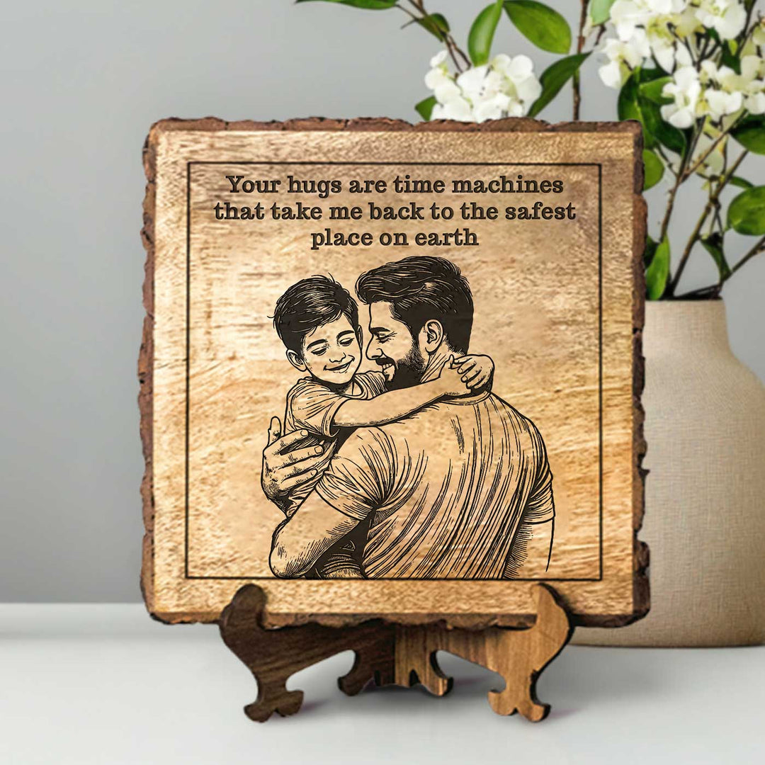 Personalized Hand Carved Engraved Dad And Son Theme Wooden Decorative Plaque