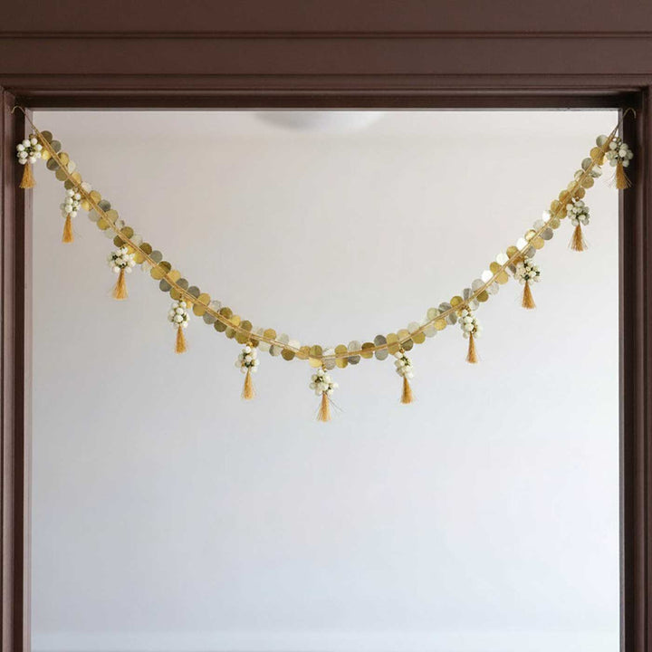 Handmade Shola Buds Silk Tassel White Color Toran