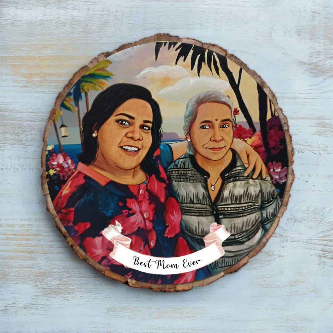 Photo Caricature Bark Nameplate with Stand