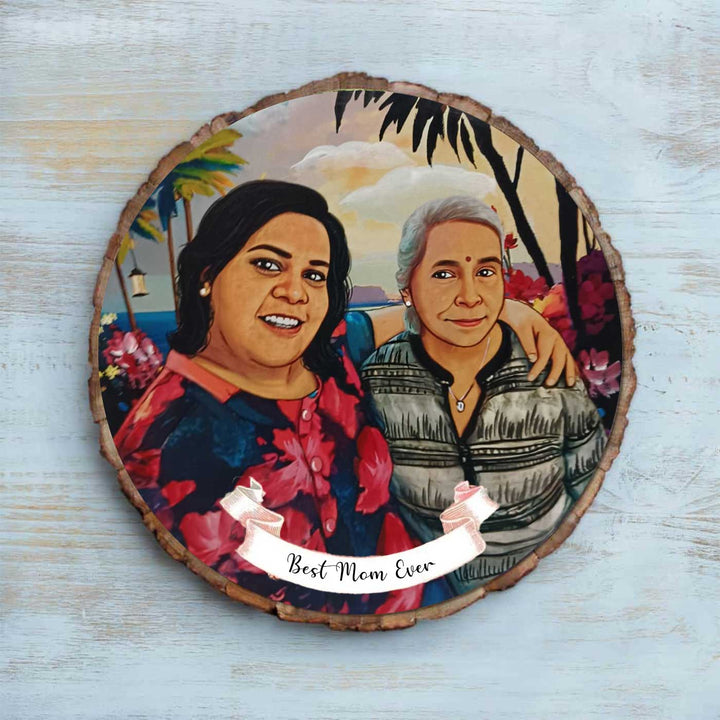 Photo Caricature Bark Nameplate with Stand