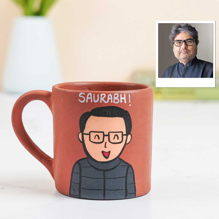 Photo Personalized Handpainted Terracotta Mug with Caricatures