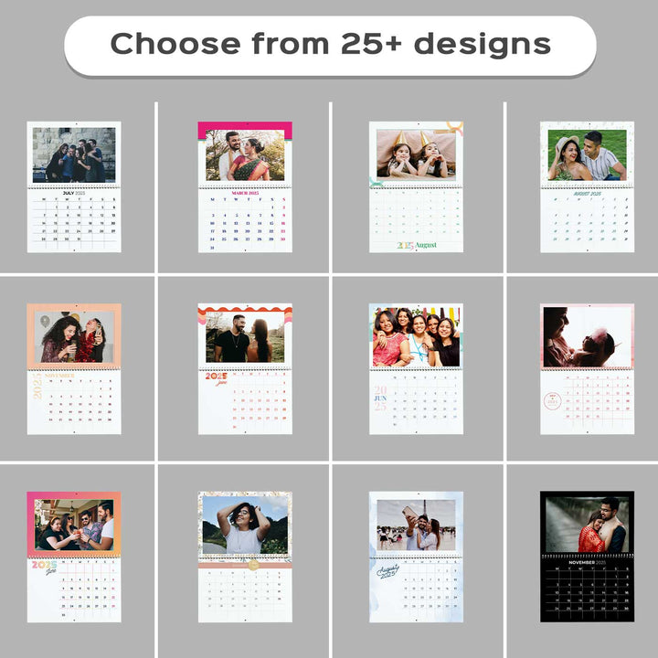 Photo Personalized Landscape Glossy Finish 2025 Wall Calendar