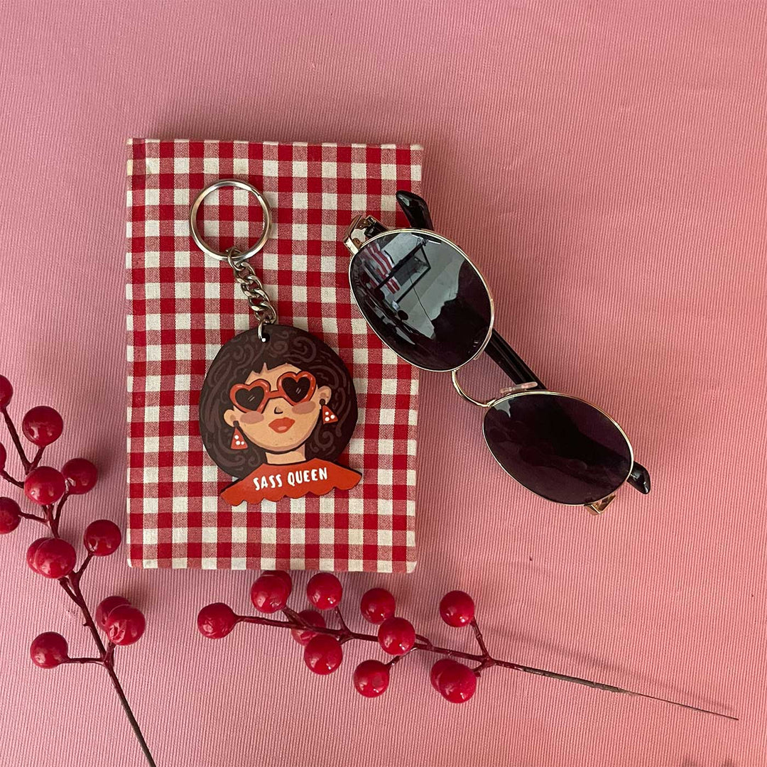 Printed Hand-Illustrated Sass Queen MDF Wood Key Chain/Bag Charm