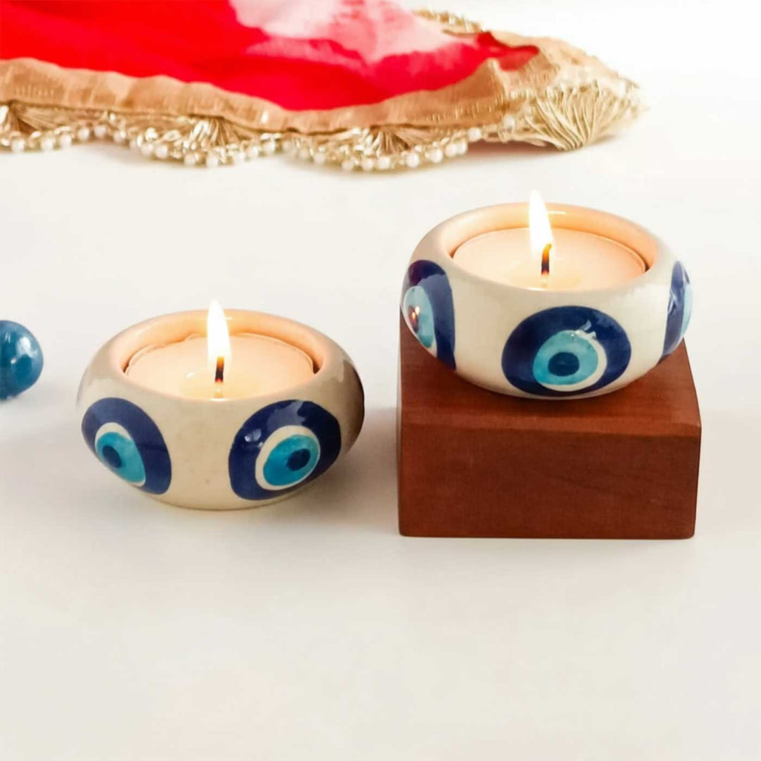 Set of 2 | Handmade Mosaicaura Ceramic Tealight Holder