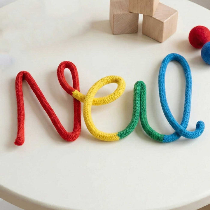 Personalized Multicolor Knitted Wire Kids Name Plate