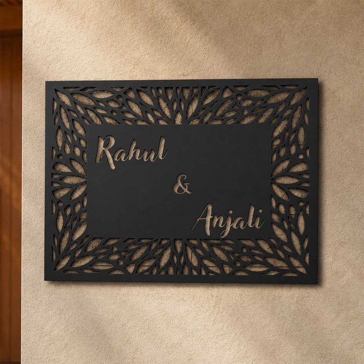 "Elite Couple" Personalized Weatherproof Stainless Steel Name Plate With Border Design For Couples