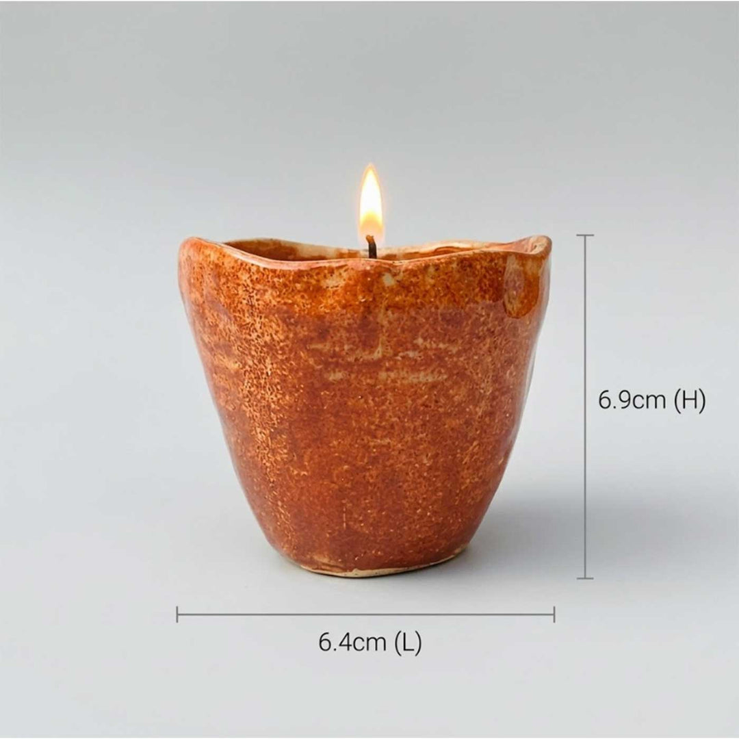 Handmade After Sunset Abstract Brown Glaze Ceramic Jar Soy Wax Candle With Bakhoor & Rose Fragrance