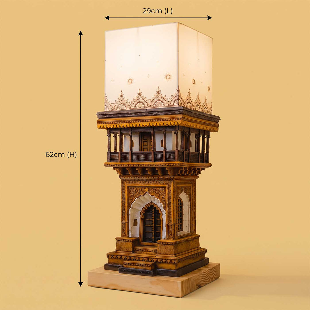 Handcrafted Sehar Haveli Miniature Haveli Facade Table Lamp For Home Decor