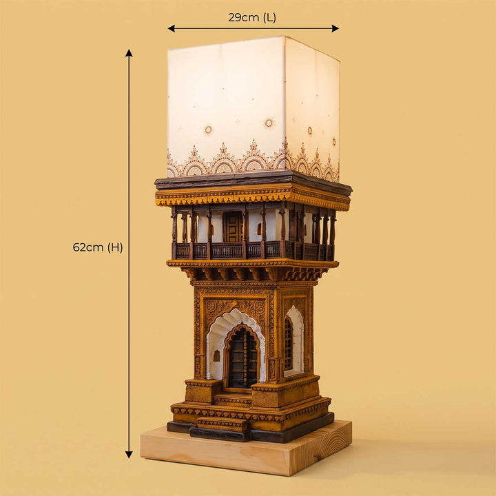 Handcrafted Sehar Haveli Miniature Haveli Facade Table Lamp For Home Decor