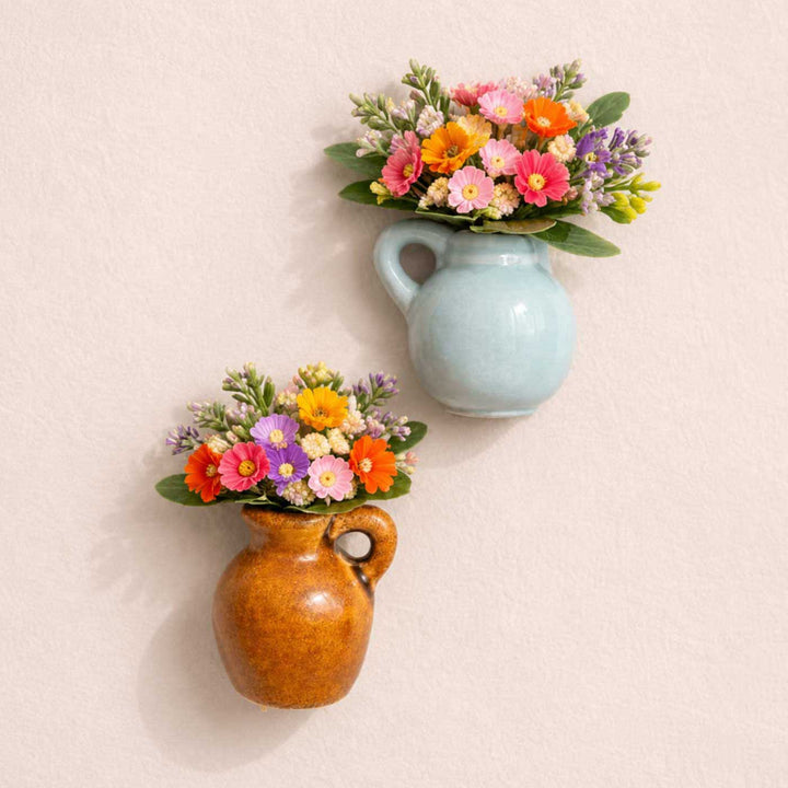 Set of 2 | Garden Whispers Mini Vase Porcelain Fridge Magnet