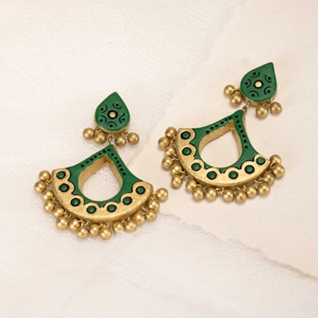 Handmade Diya Theme Elegant Terracotta Earrings