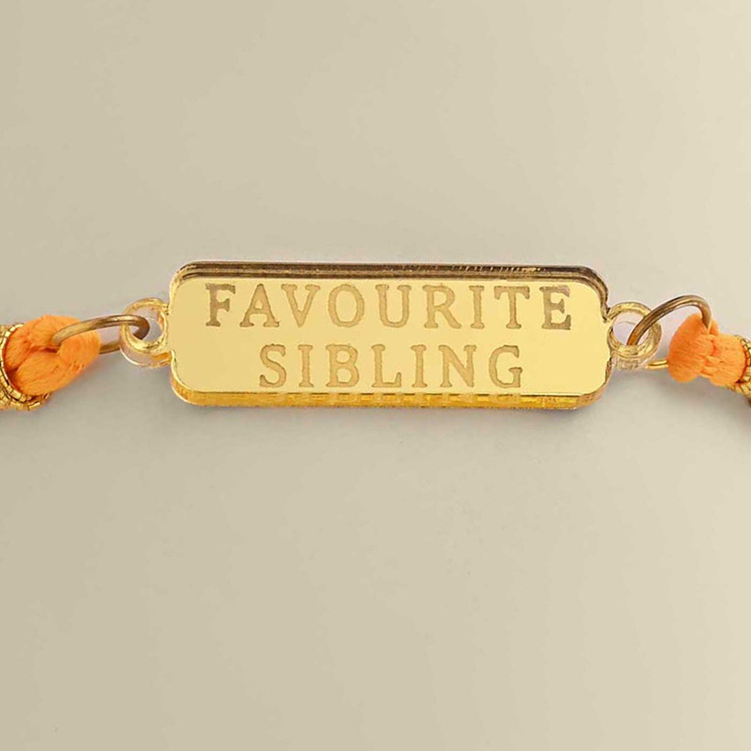 Handmade Favoirite Sibling Design Acrylic Rakhi - Engraving Close-up