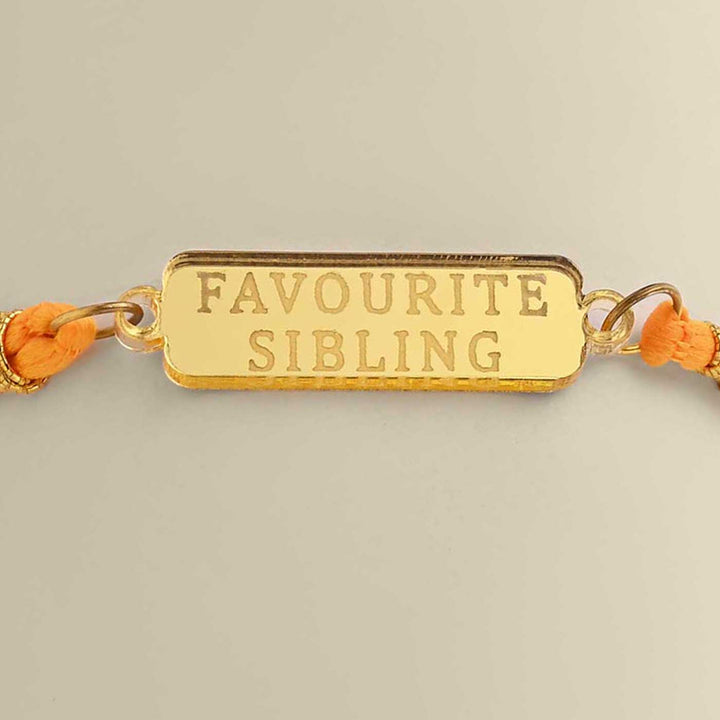 Handmade Favoirite Sibling Design Acrylic Rakhi - Engraving Close-up