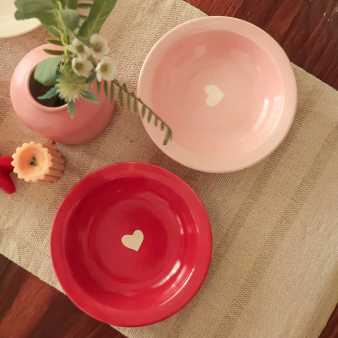 Handmade Cute Heart Motif Ceramic Plate
